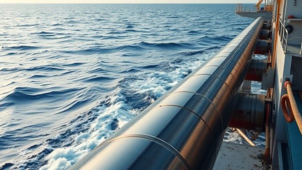 Algihaz Marine Contractors laying offshore pipeline over a vast ocean.