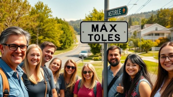 Group at C. Max Toles Intersection on a sunny day