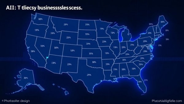Infographic map of states with highest AI usage by 2026.