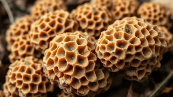 Cluster of morel mushrooms found in Michigan forest