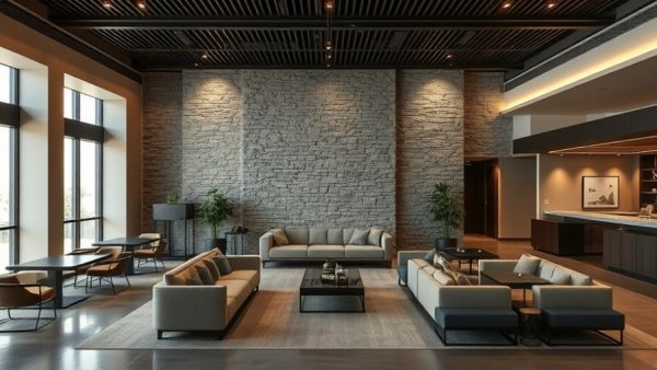 Renovated modern lounge in Indianapolis Marriott.
