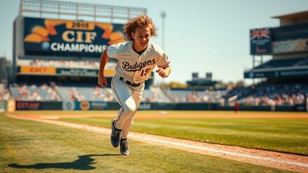 High school player running on field, Los Angeles Times High School Baseball Rankings.