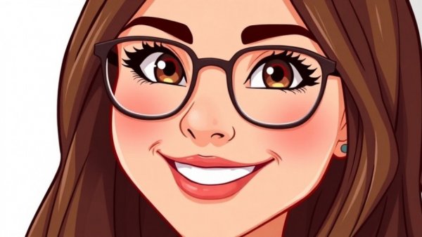 Illustration of a smiling woman in glasses for senior living marketing strategies