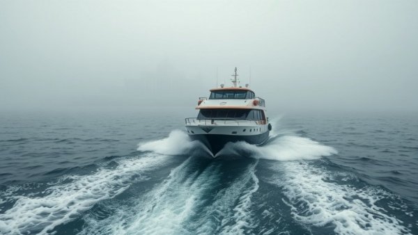Mackinac Island ferry services crossing foggy waters.