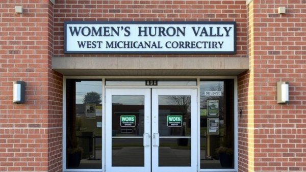 Entrance of Women's Huron Valley Correctional Facility in Michigan.
