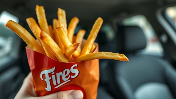 Fast food fries in branded packaging hinting at franchisee issues.