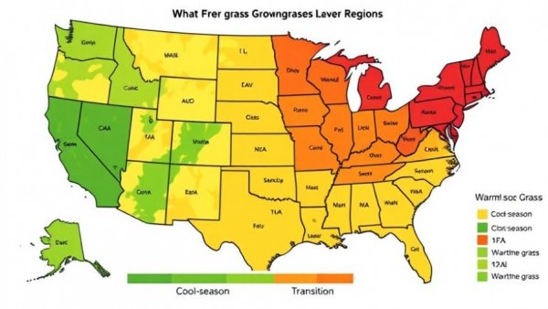 Map showing regions for choosing the right grass type for your lawn.