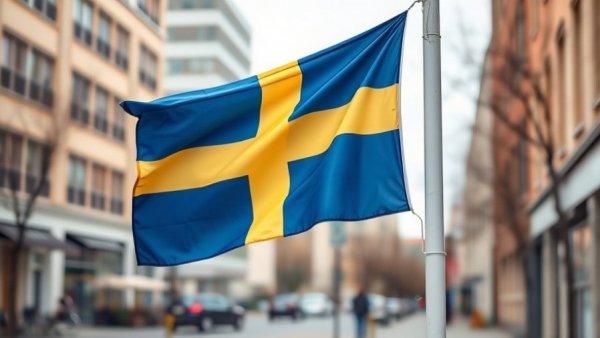 Sweden's unicorn success symbolized by a flowing Swedish flag