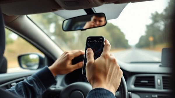 Distracted driver using phone while steering; Michigan distracted driving enforcement.