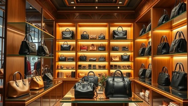 Luxurious handbag boutique display for building a profitable handbag business.