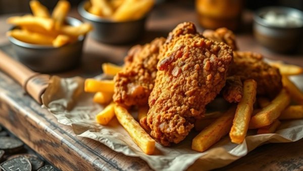 Delicious crispy fried chicken and fries at Michigan restaurants.