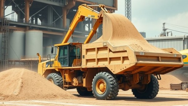 Construction vehicle loading sand for snow removal in Muskegon.