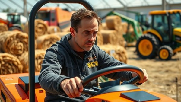 Goodyear Softrac Pro and Smooth tire lines on ride-on mower at exhibition.