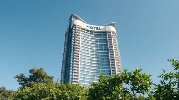 Modern hotel building highlighting property management strategy.