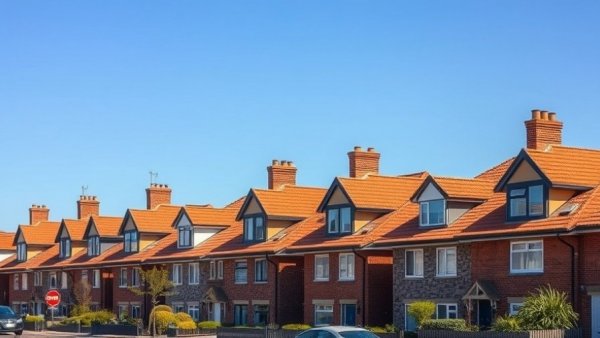 Houses with orange roofs depict Philadelphia real estate market trends.