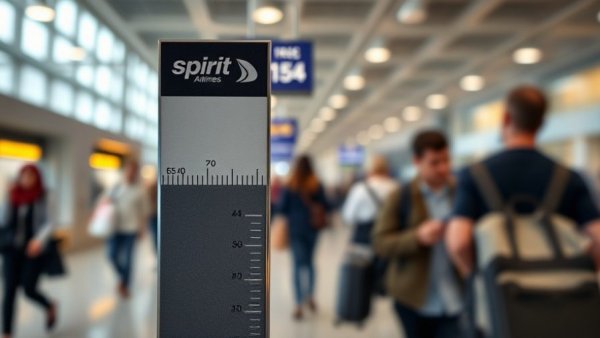 Spirit Airlines baggage measurement sign at airport