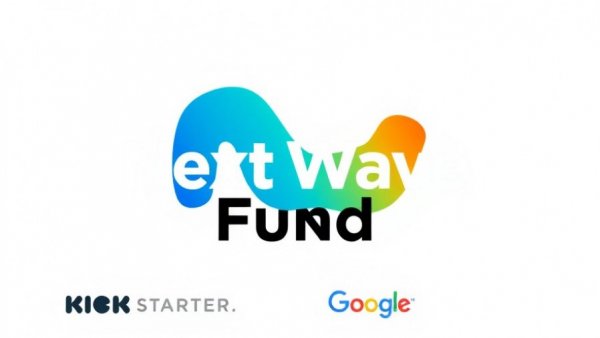 Colorful Next Wave Fund logo with Kickstarter and Google branding.