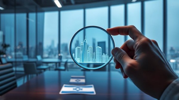 Futuristic concept of Israeli innovation startup investment analysis.