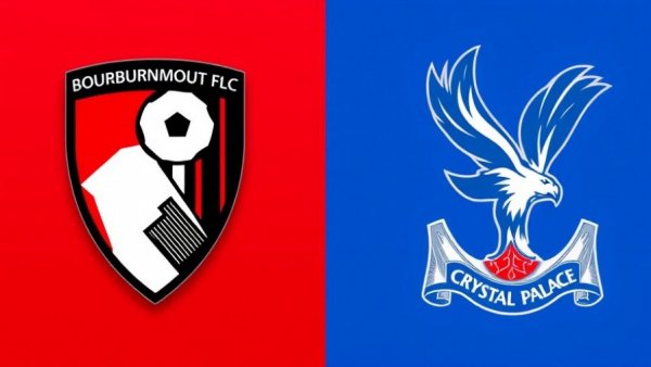 Bournemouth Crystal Palace match preview logos on contrasting backgrounds.