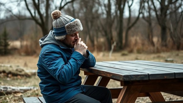 Person sneezing outdoors in Metro Detroit, illustrating spring allergies.