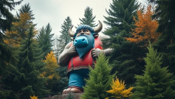 Paul Bunyan statue at Castle Rock, Michigan travel guide.