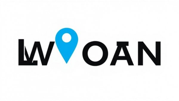 Modern logo with location pin symbol and text, simple design.