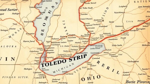 Map showing Toledo Strip in Michigan-Ohio rivalry history.