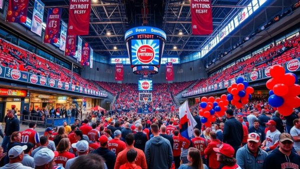 Fan event for Pistons' playoff run at Detroit arena.