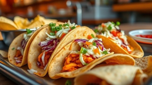 Gourmet tacos with slaw, showcasing Northern Michigan dining scene.