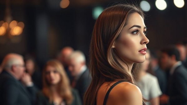 Profile of woman at indoor event in Michigan agriculture context
