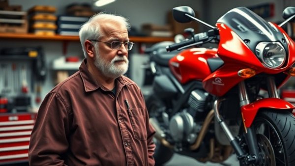 Gotch and Company vehicle detailing Carroll County motorcycle in workshop.