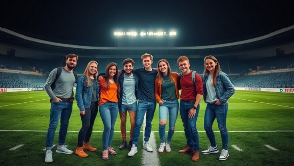 Group portrait on football field highlighting tiktok advertising strategy