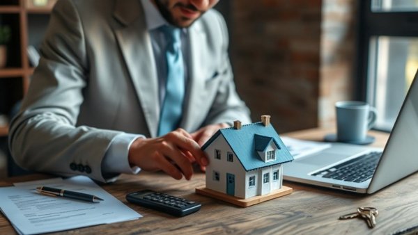 Close-up of real estate calculation scene depicting Michigan real estate financing options.