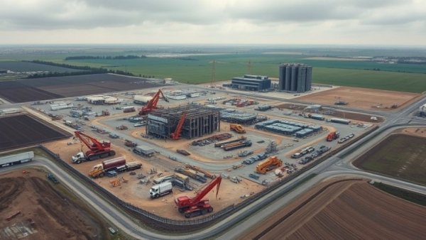 Aerial view of Michigan's largest project with construction activity.