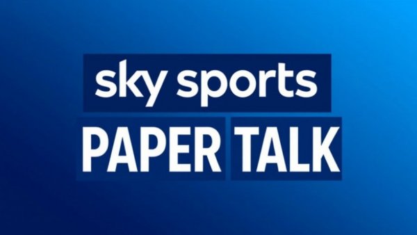Sky Sports Paper Talk logo on blue background for Hojlund transfer news.