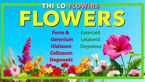 Colorful poster for flower and lawn care services.
