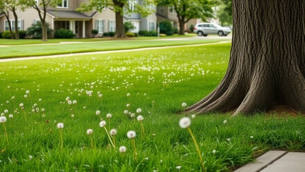 Sioux Falls lawn care: lush green grass and tree background