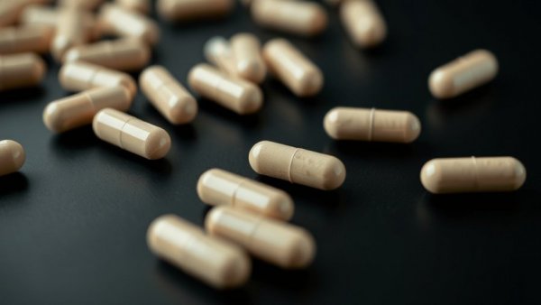 Beige capsules on black surface, 7-OH addiction Michigan context.