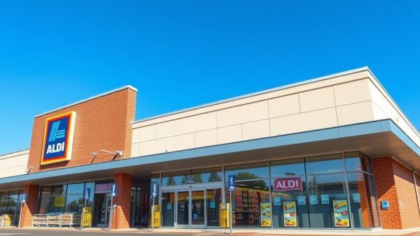ALDI Food Market exterior on a sunny day in Michigan