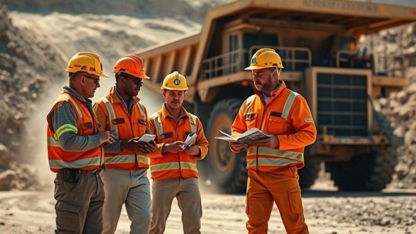 Mining crew in quarry with dump truck, illustrating Mali gold mining job losses.