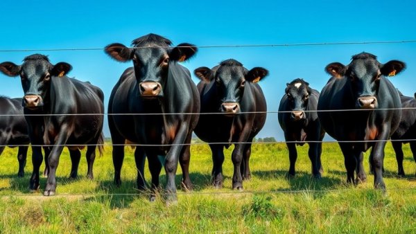Herd of black cows in Michigan pasture related to bovine TB.