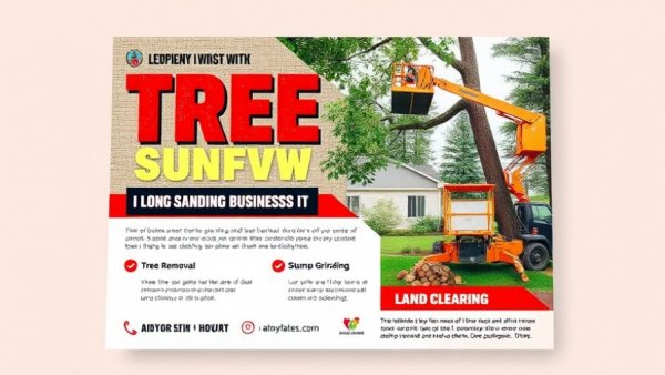 Advertisement for tree services including chipper and bucket lift.