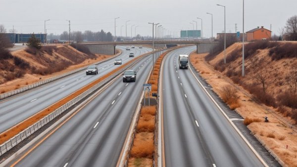 Michigan I-94 construction updates on a busy highway scene.