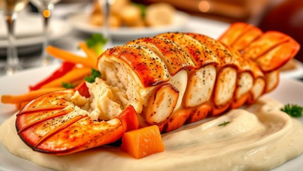 Best seafood in Michigan: Luscious lobster tail elegantly plated.