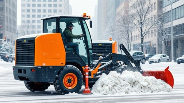 Efficient Montclair snow removal costs depicted by snowplow and worker.