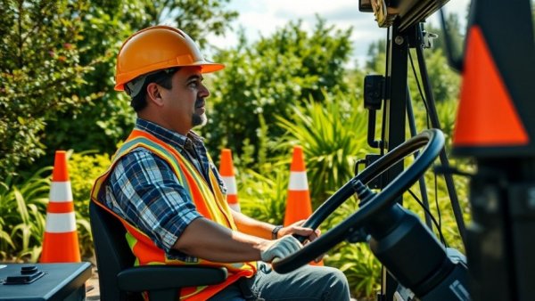 Worker engaged in Michigan fiber network construction, outdoor setting