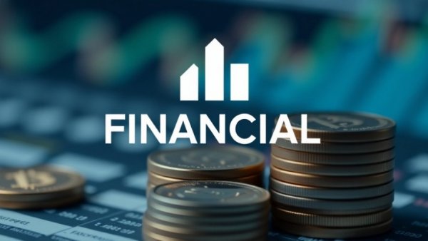 Financial logo representing real estate operations services with coins and graph.
