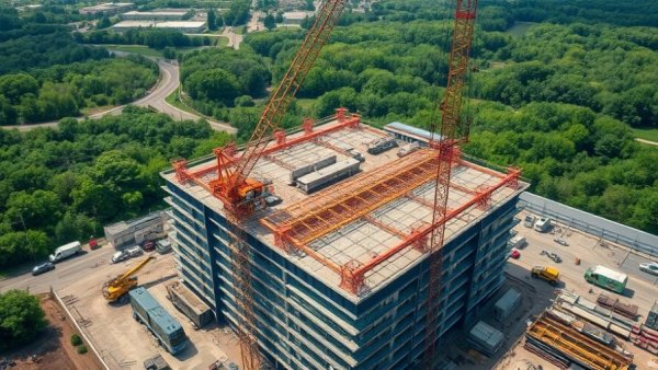 Aerial view of Michigan data center construction site.