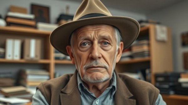 Older man in office space discussing choosing land for real estate investment.