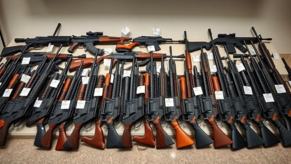 Firearms display in opposition to USPS gun mailing proposal.